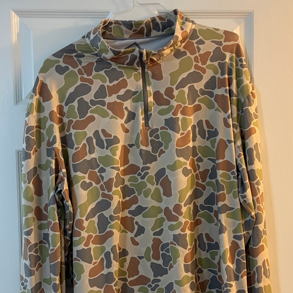 BURLEBO Camouflage Quarter-Zip Hoodie - Olive, Tan, Charcoal